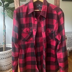 Cabin Core Men's Red and Black Plaid Shirt